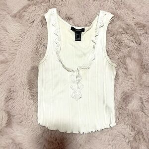 Forever 21 Cream Lace-Trimmed Tank Top